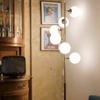 Stilnovo Galassia Floor Lamp in Glass and Base in Carrara Marble