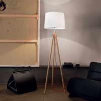 Ideal Lux York Nordic Style Floor Lamp in Natural Wood