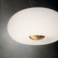 Ideal Lux Arizona Glass Suspension LED Lamp with Brass Details