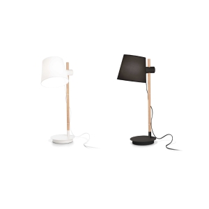 Ideal Lux Axel Table Lamp in Wood with Adjustable Lampshade