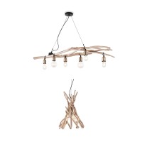 Ideal Lux Driftwood Lampada da Sospensione con Rami in Legno Naturale