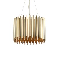 Ideal Lux Pan Circular Suspension Lamp with Golden Tubes