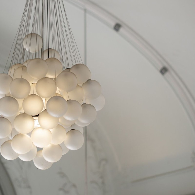 Luceplan Stochastic 48 Spheres Modular Suspension Lamp White