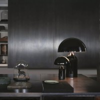 Oluce Atollo 238 Black Table Lamp with Direct and Reflected Light