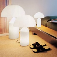 Oluce Atollo 236 Glass Table Lamp with Direct and Reflected Light