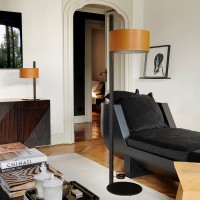 Oluce Parallel Lampada da Terra in Pelle per Interno