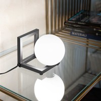 Ideal Lux Angolo Square Table Lamp with Sphere Diffuser in Blown Glass