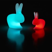 Qeeboo Rabbit Large Battery-Powered RGB LED Lamp for Outdoors