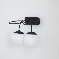 copy of Astep Model 237/2 Elegant Wall Lamp with Blown Glass Sphere Diffusers