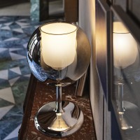 Penta Glo Mini Elegant Table Lamp in Mirrored Blown Glass
