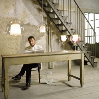 Penta Glo Medium Lampada da Tavolo in Vetro Specchiato Soffiato