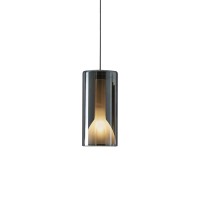 Penta Lit Cylindrical Suspension Lamp in Mirrored Blown Glass