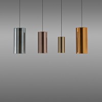 Penta Lit Cylindrical Suspension Lamp in Mirrored Blown Glass