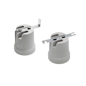 Portalampada E27 in ceramica con staffa